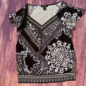 White House Black Market Patterned Top Large